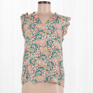 LOFT Floral Ruffled Sleeveless Blouse